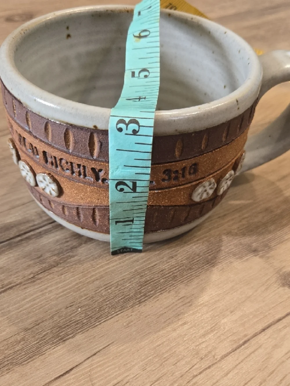 DOWN TO EARTH Stoneware Raised Text 'LET THE WORD OF CHRIST'- 3:16 Brown & Cream - Picture 4 of 6